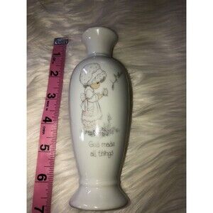 PRECIOUS MOMENTS PORCELAIN VASE 1985 GOD MADE ALL THINGS Samuel Butcher Enesco